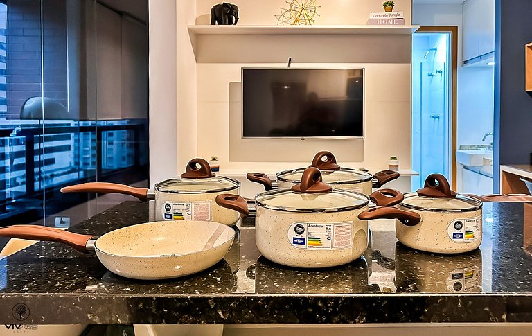 Bela Blue 1-bedroom steps from Paulista with parking and wif