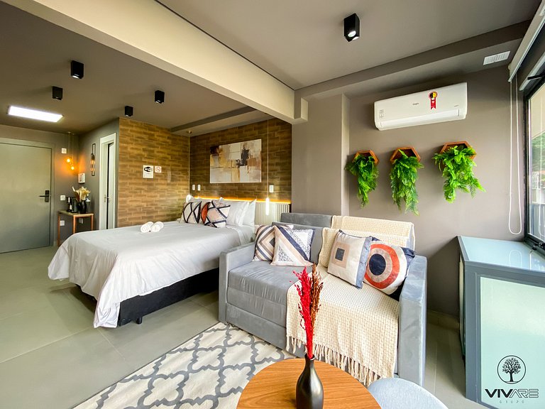 Saphir Studio Moderno com Varanda, Wi-Fi Rápido e Conforto