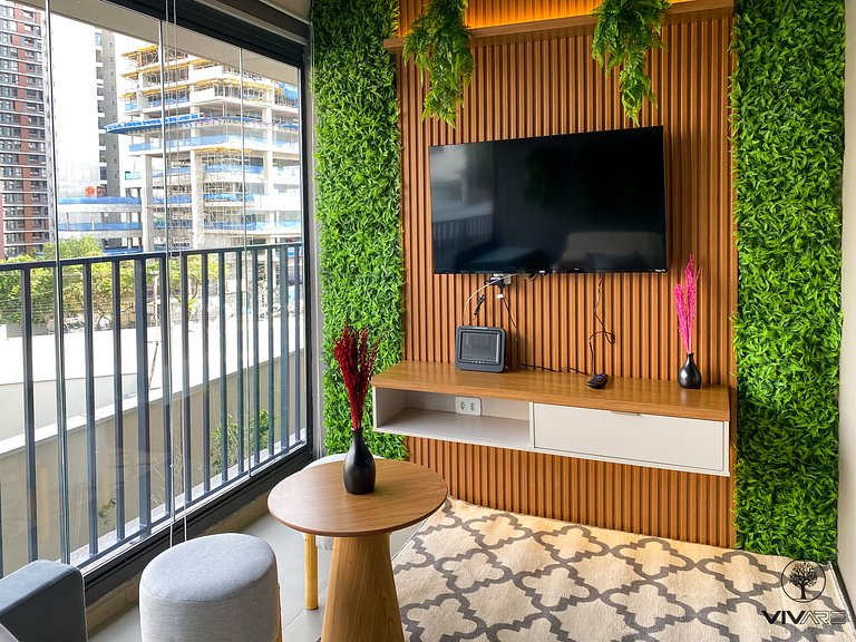 Saphir Studio Moderno com Varanda, Wi-Fi Rápido e Conforto