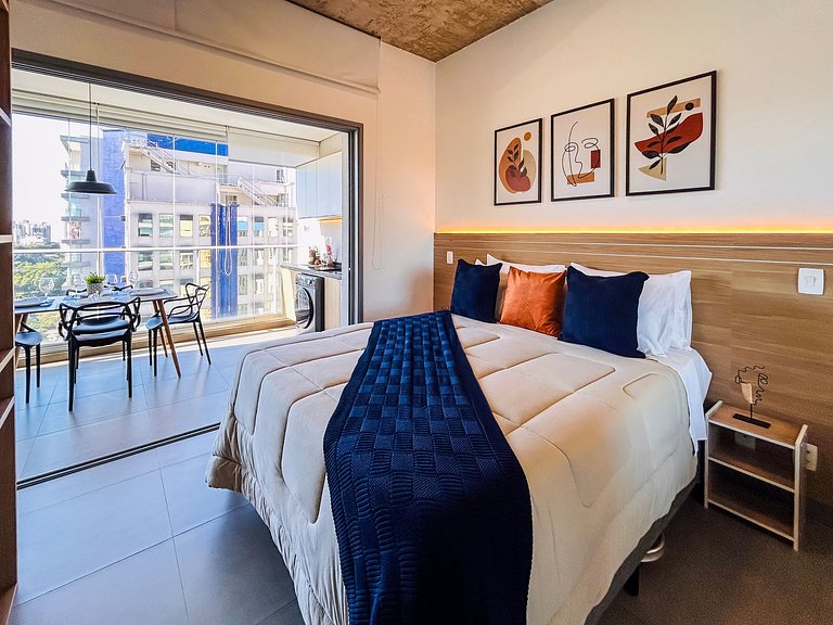 Icon Moema – Cama Queen e Vaga | 450m do Metrô