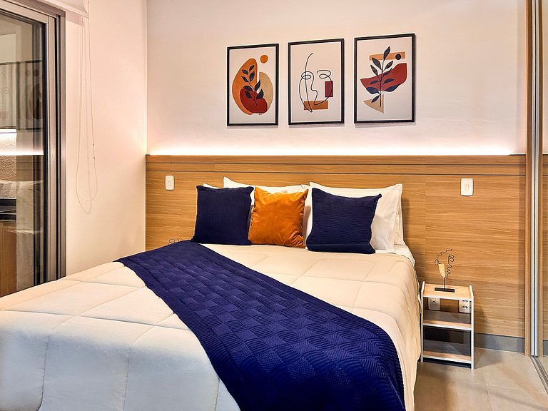 Icon Moema – Cama Queen e Vaga | 450m do Metrô