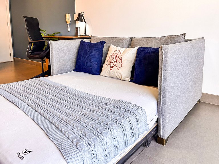 Icon Moema – Cama Queen e Vaga | 450m do Metrô