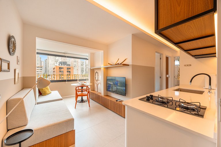 Refuge Vila Olímpia two-bedroom with pool Wi-Fi