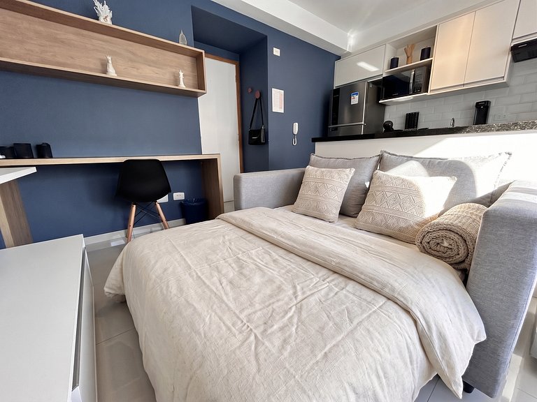 Bela Blue 1-bedroom steps from Paulista with parking and wif
